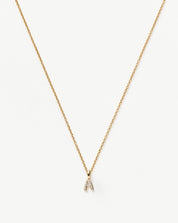 Fine Diamond Initial Mini Pendant Necklace  - A | 14k Solid Yellow Gold Plated/Diamond