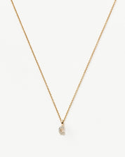 Fine Diamond Initial Mini Pendant Necklace - C | 14k Solid Yellow Gold Plated/Diamond