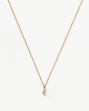 Fine Diamond Initial Mini Pendant Necklace - L | 14k Solid Yellow Gold Plated/Diamond