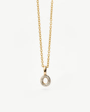 Fine Diamond Initial Mini Pendant Necklace - O | 14k Solid Yellow Gold Plated/Diamond