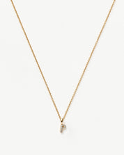 Fine Diamond Initial Mini Pendant Necklace - P | 14k Solid Yellow Gold Plated/Diamond