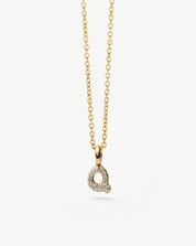 Fine Diamond Initial Mini Pendant Necklace - Q | 14k Solid Yellow Gold Plated/Diamond