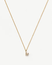 Fine Diamond Initial Mini Pendant Necklace - W | 14k Solid Yellow Gold Plated/Diamond