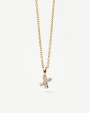 Fine Diamond Initial Mini Pendant Necklace - X | 14k Solid Yellow Gold Plated/Diamond