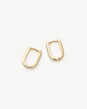 Fine Diamond Ovate Mini Hoop Earrings | 14k Solid Gold/Diamond