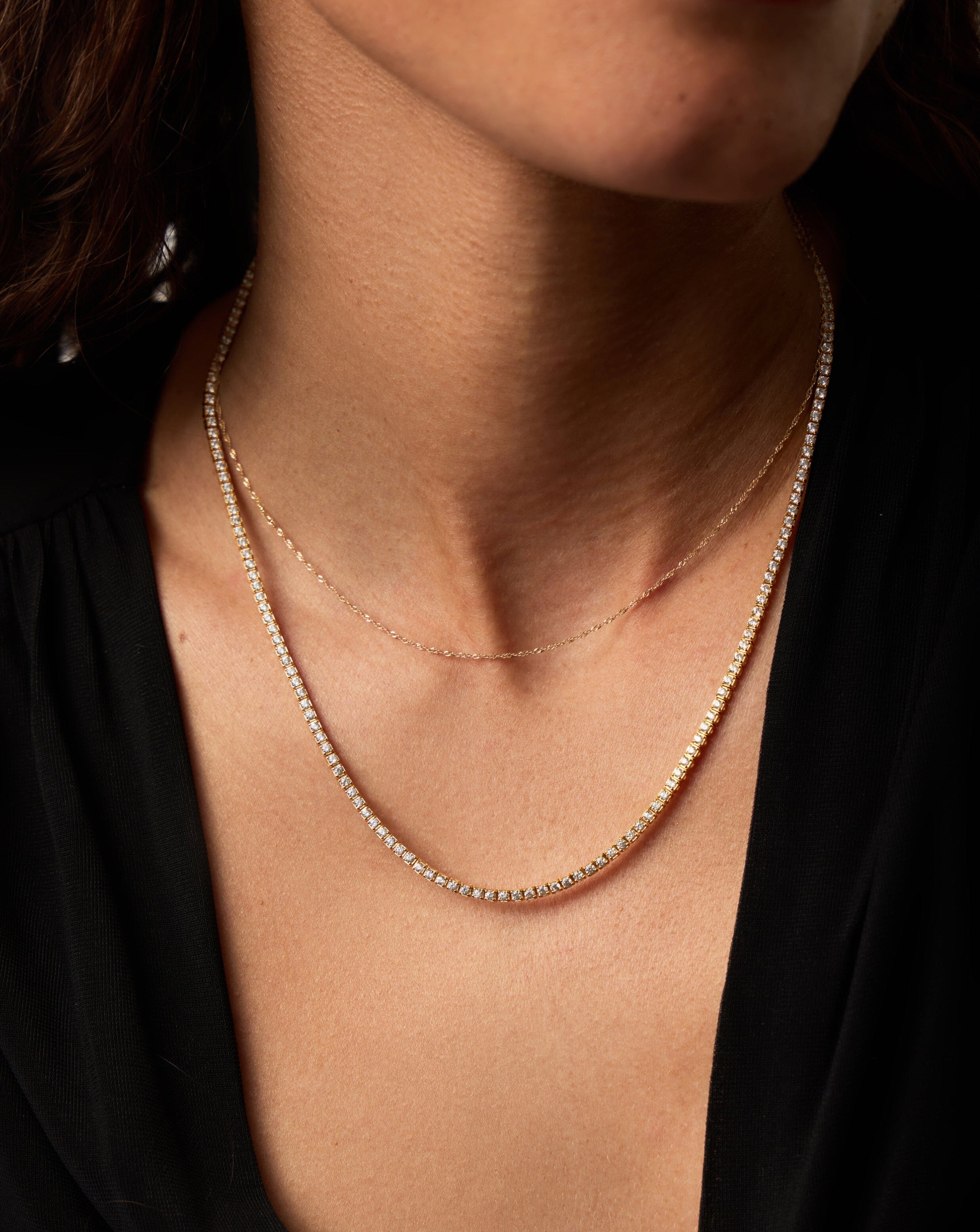 Fine Diamond Tennis Necklace | 14k Solid Gold Diamond