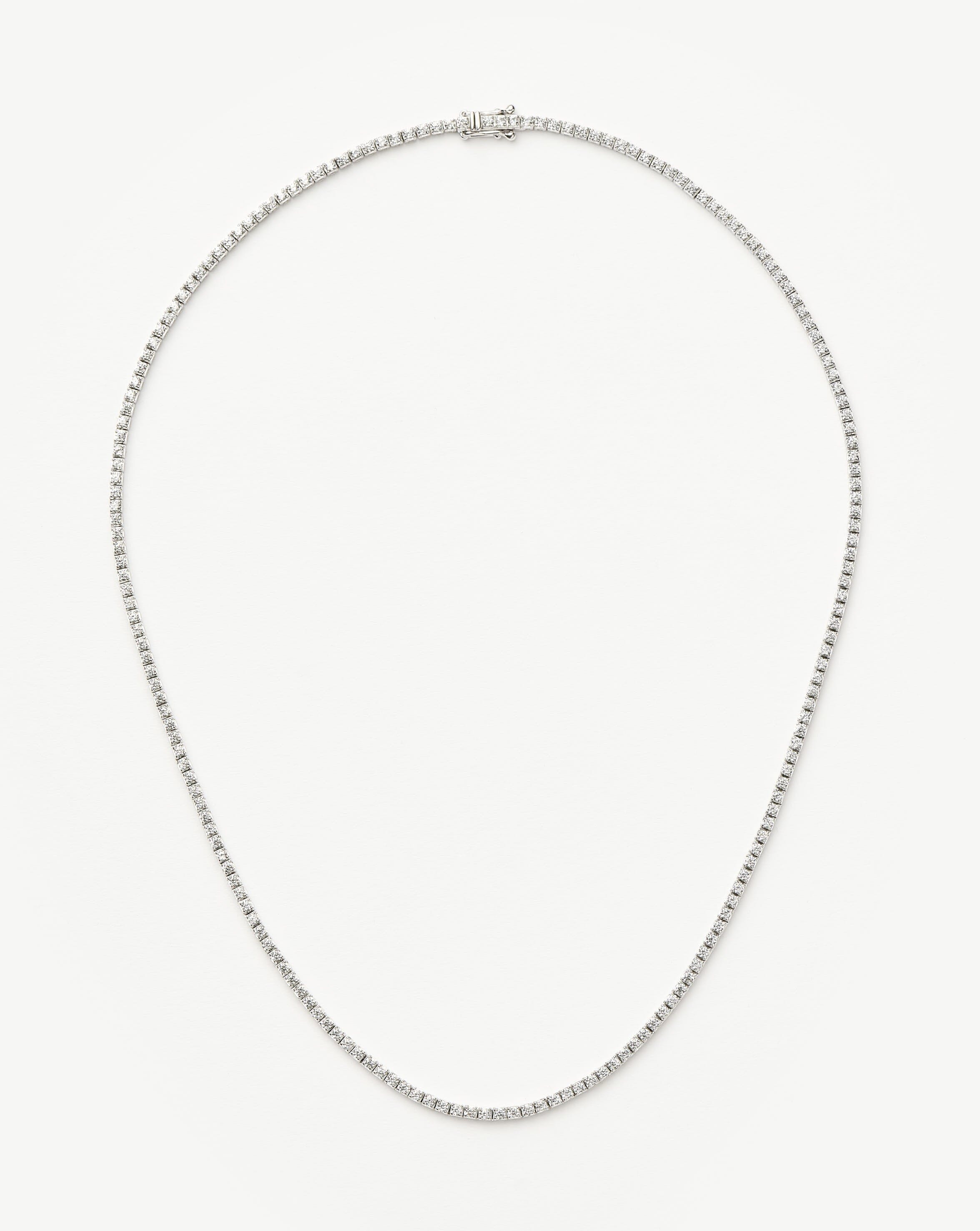 Fine Diamond Tennis Necklace | 14k Solid White Gold Diamond