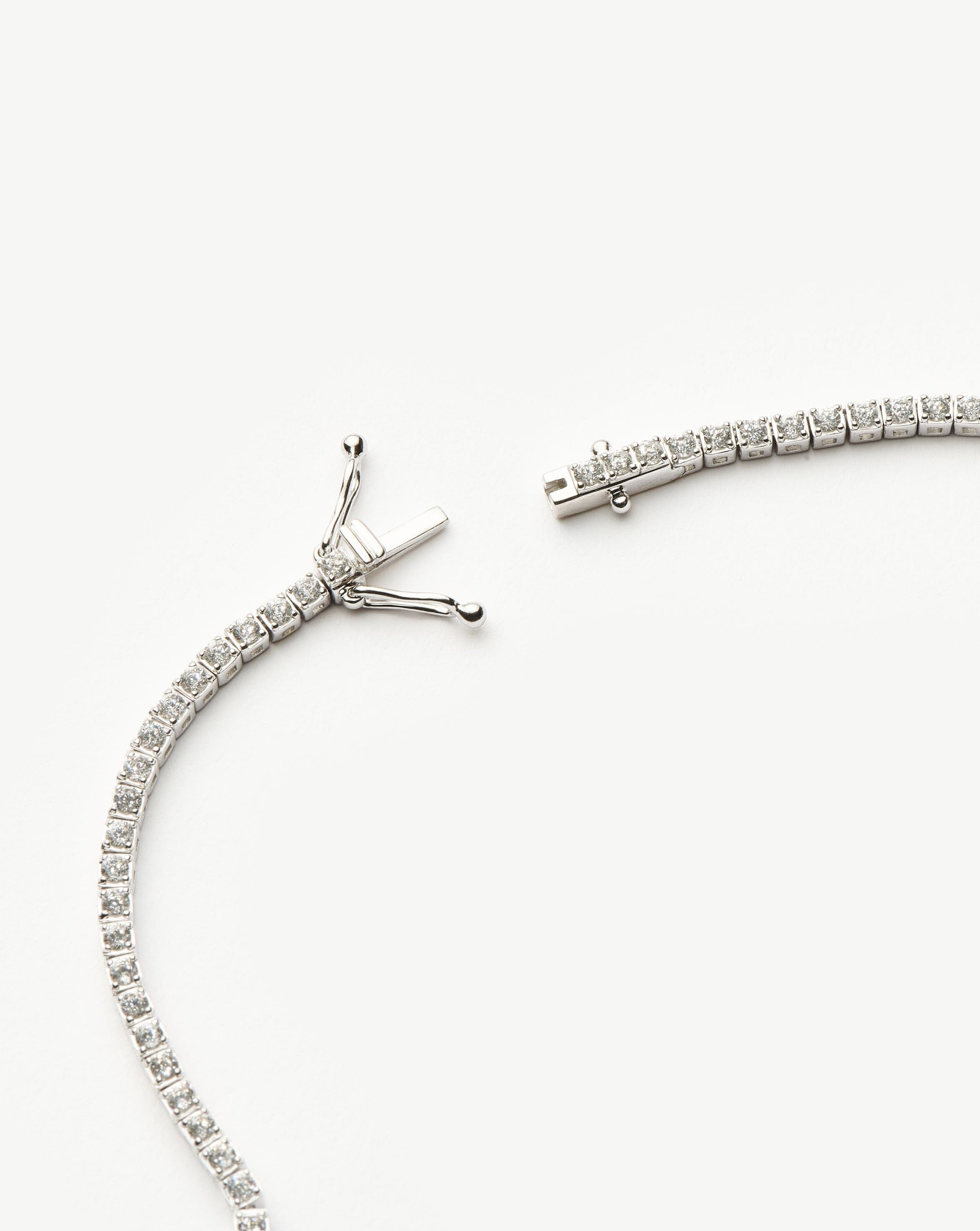 Fine Diamond Tennis Necklace | 14k Solid White Gold Diamond