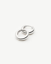 Fine Dome Huggies | 14k Solid White Gold