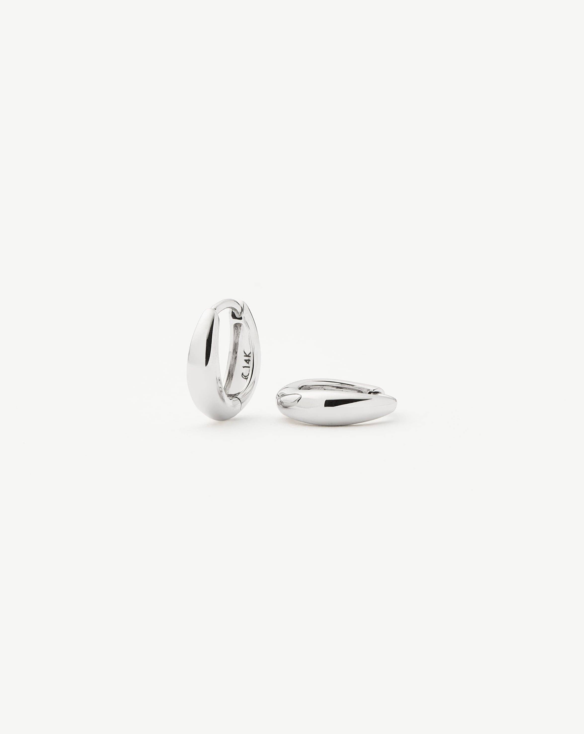 Fine Dome Huggies | 14k Solid White Gold