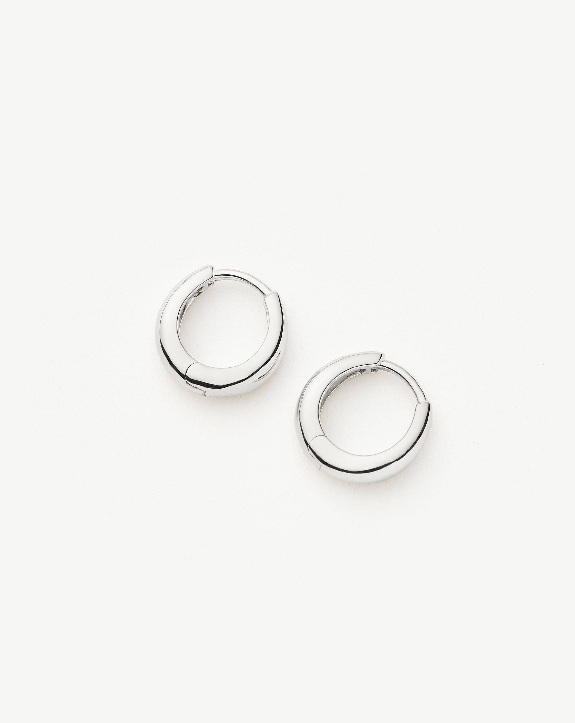 Fine Dome Huggies | 14k Solid White Gold