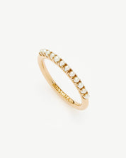 Fine Half Eternity Pearl Ring | 14k Solid Gold/Pearl