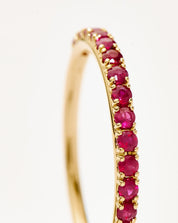 Fine Half Eternity Ruby Ring | 14k Solid Gold/Ruby