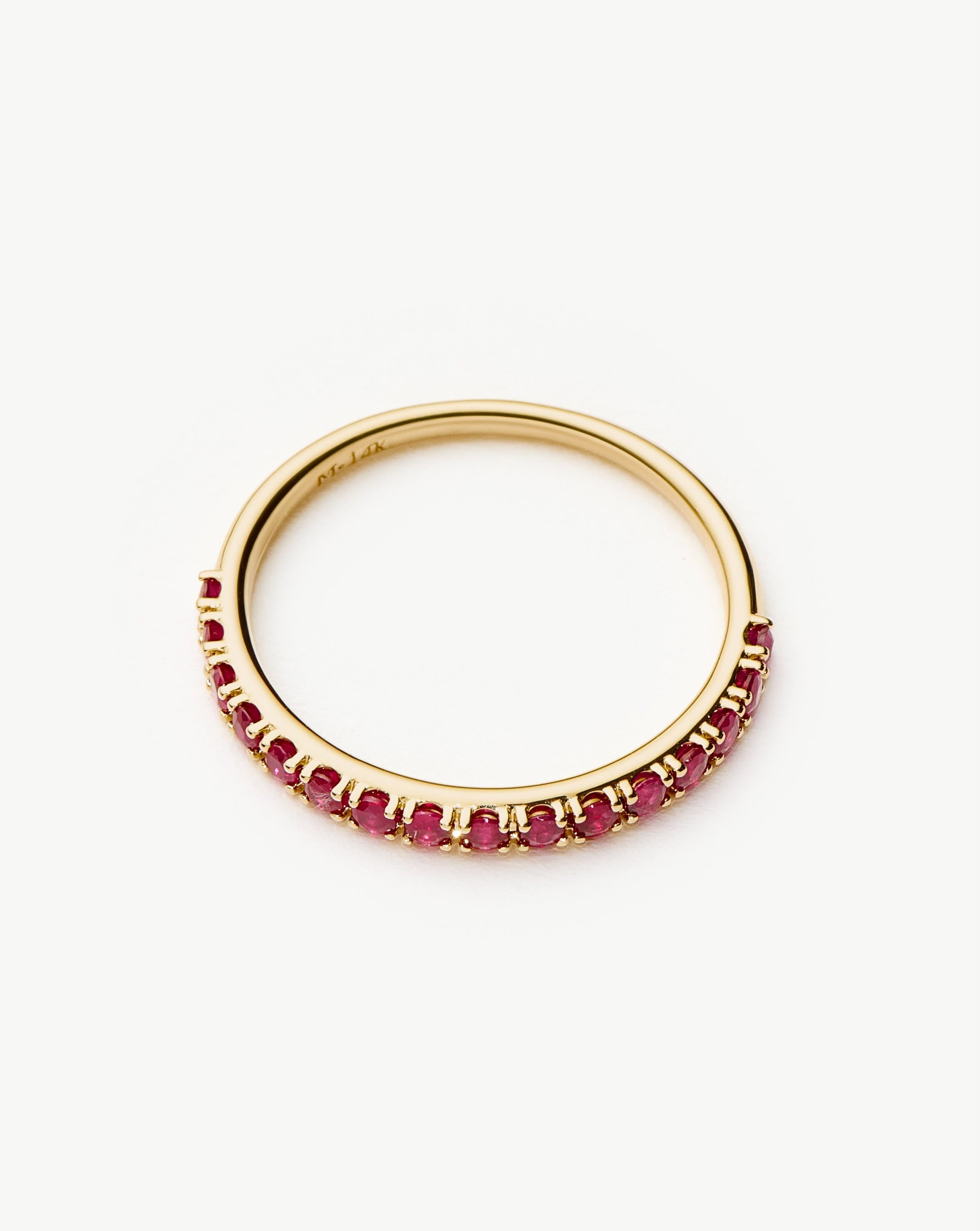 Fine Half Eternity Ruby Ring | 14k Solid Gold/Ruby