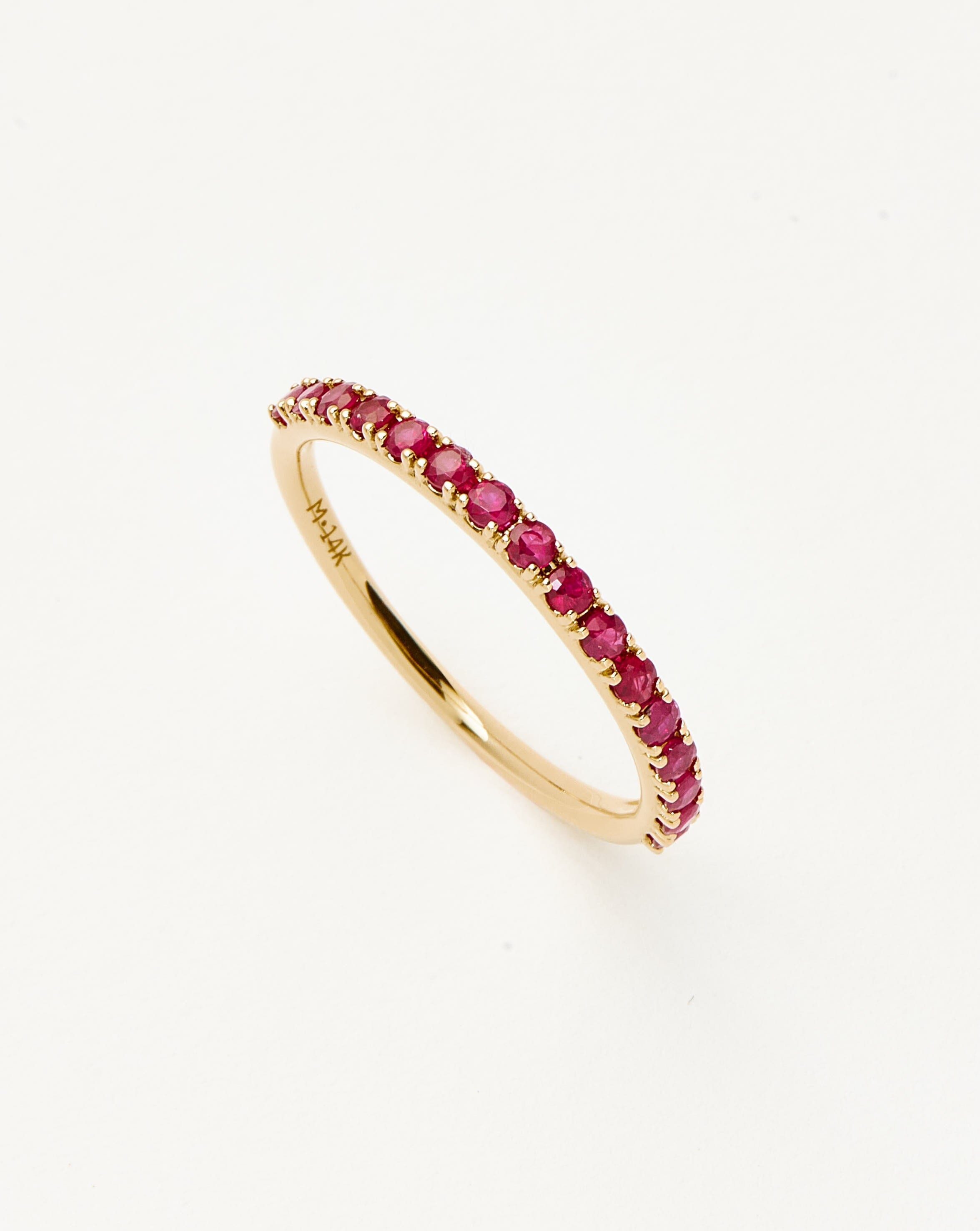 Fine Half Eternity Ruby Ring | 14k Solid Gold/Ruby