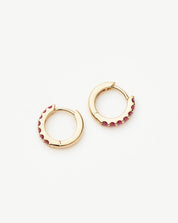 Fine Ruby Huggies | 14k Solid Gold/Ruby