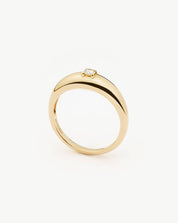 Fine Single Diamond Classic Dome Ring | 14k Solid Gold/Diamond