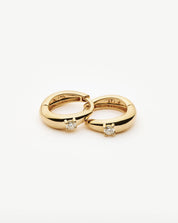 Fine Diamond Dome Huggies | 14k Solid Gold/Diamond