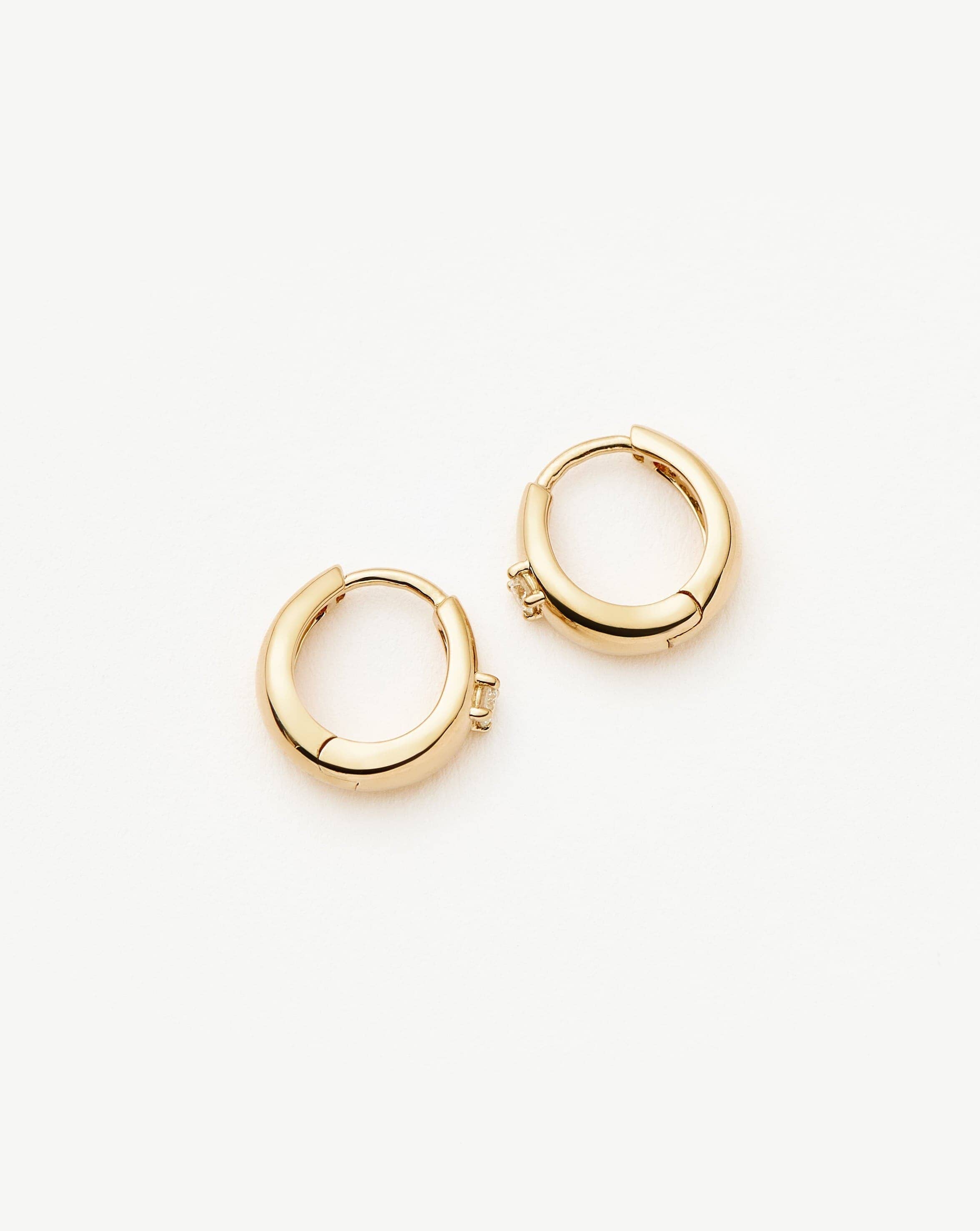 Fine Diamond Dome Huggies | 14k Solid Gold/Diamond