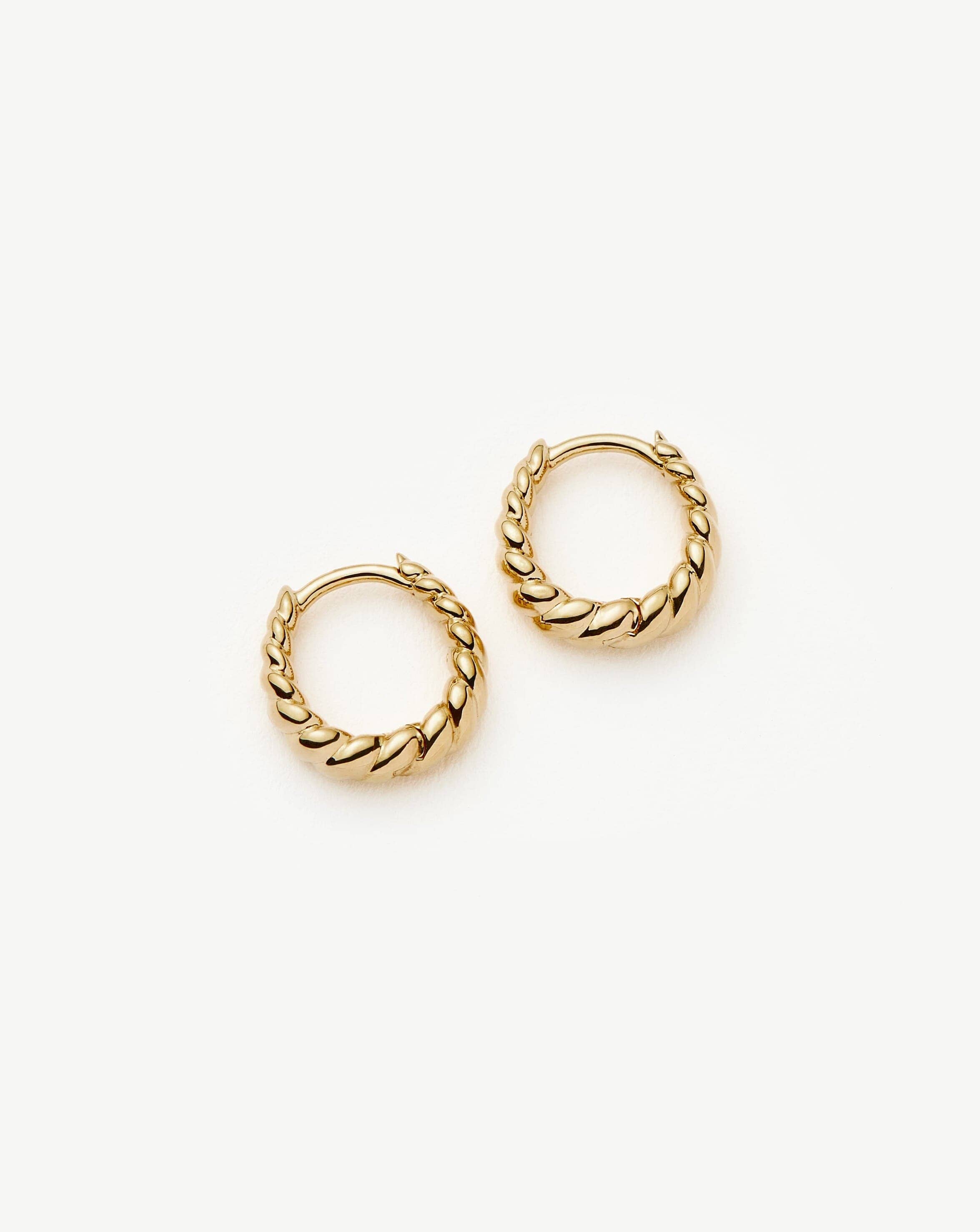 Fine Twisted Huggies | 14k Solid Gold