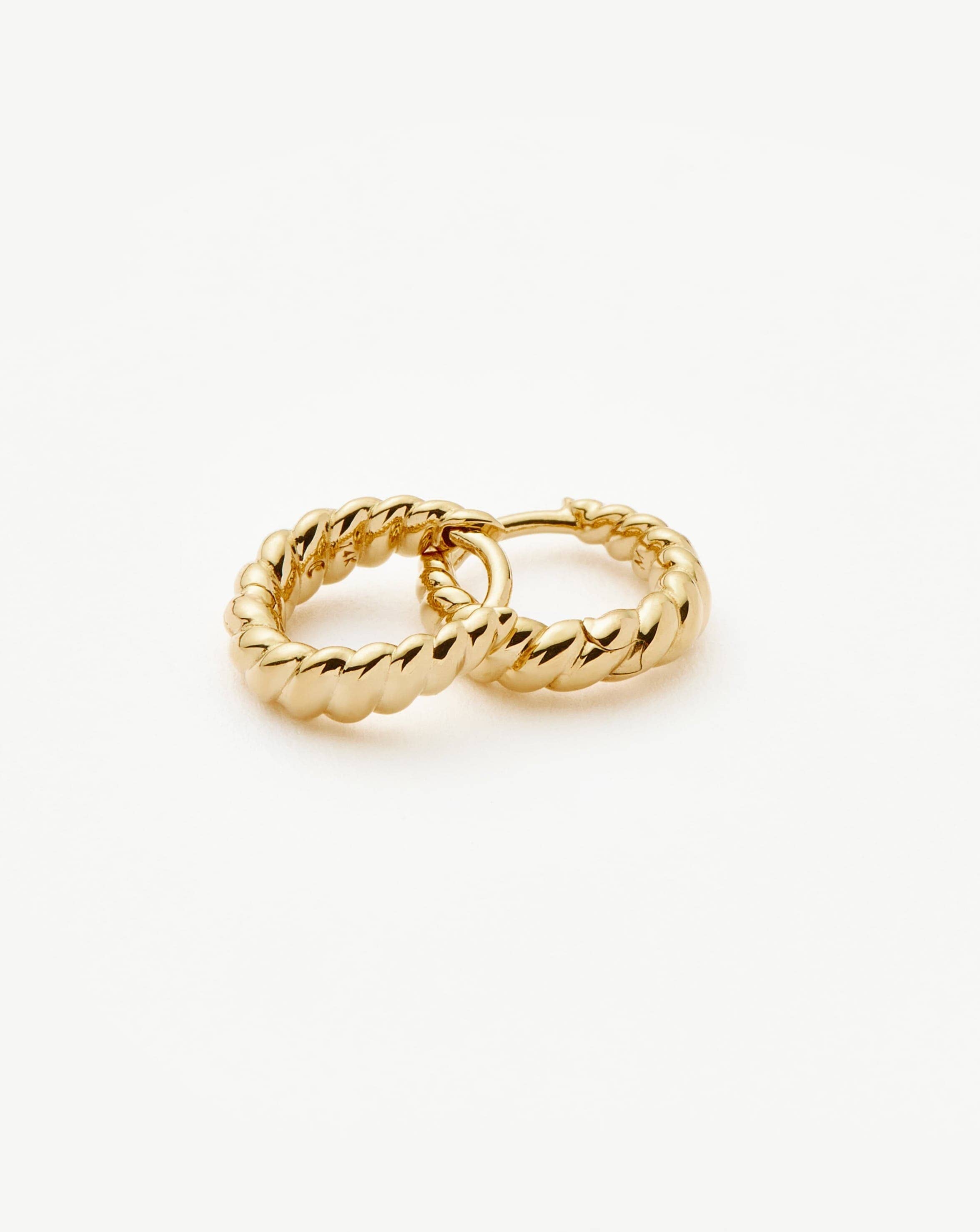 Fine Twisted Huggies | 14k Solid Gold