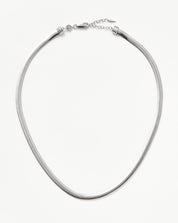 Flat Snake Chain Necklace | Rhodium Plated on Recycled Sterling Silver