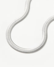 Flat Snake Chain Necklace | Rhodium Plated on Recycled Sterling Silver