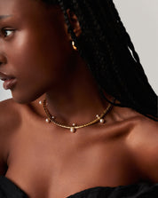 Floating Pearl Cobra Chain Choker | 18k Gold Plated/Pearl