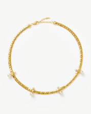 Floating Pearl Cobra Chain Choker | 18k Gold Plated/Pearl