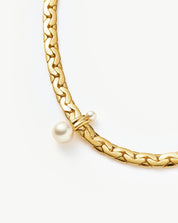 Floating Pearl Cobra Chain Choker | 18k Gold Plated/Pearl