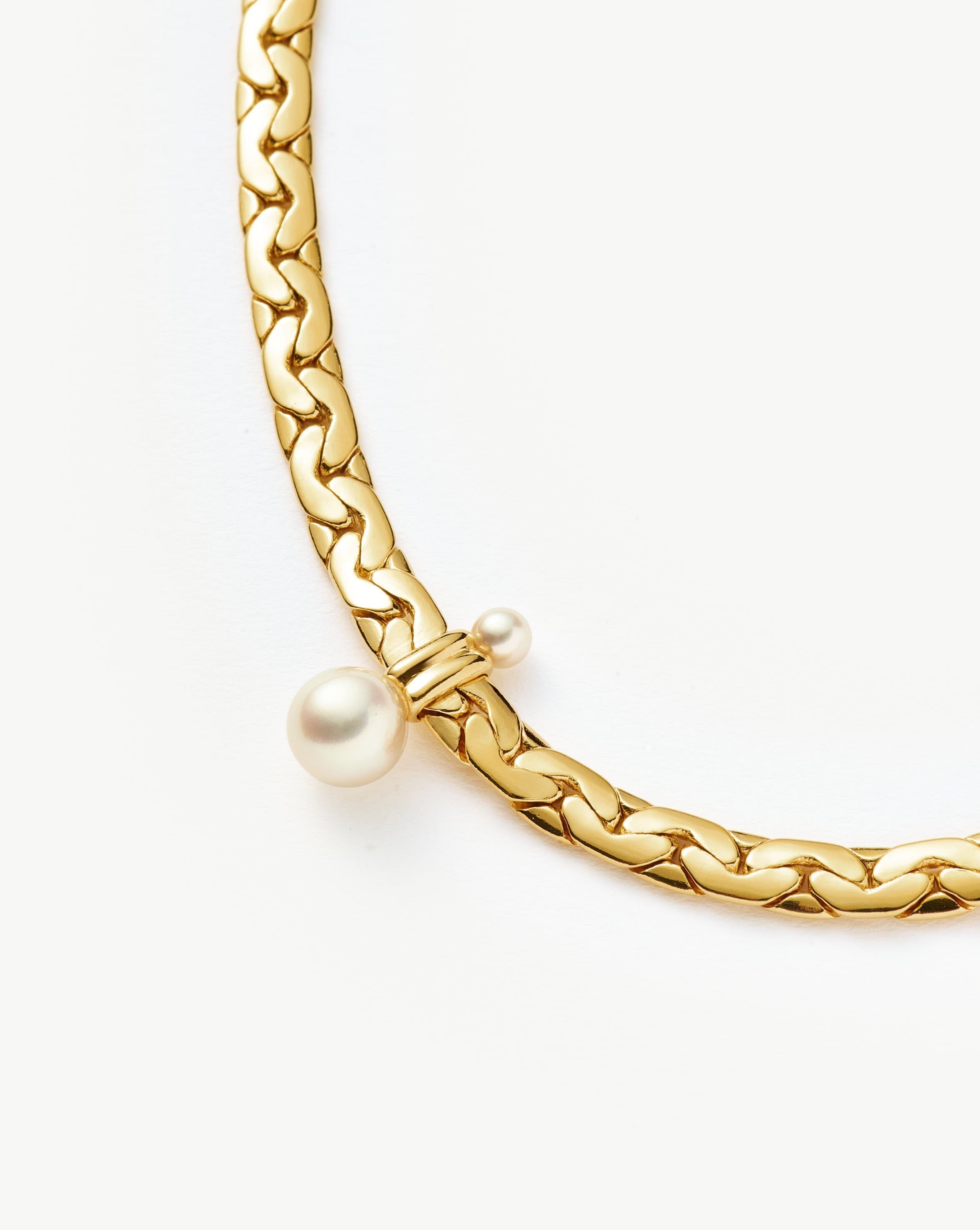 Floating Pearl Cobra Chain Choker | 18k Gold Plated/Pearl