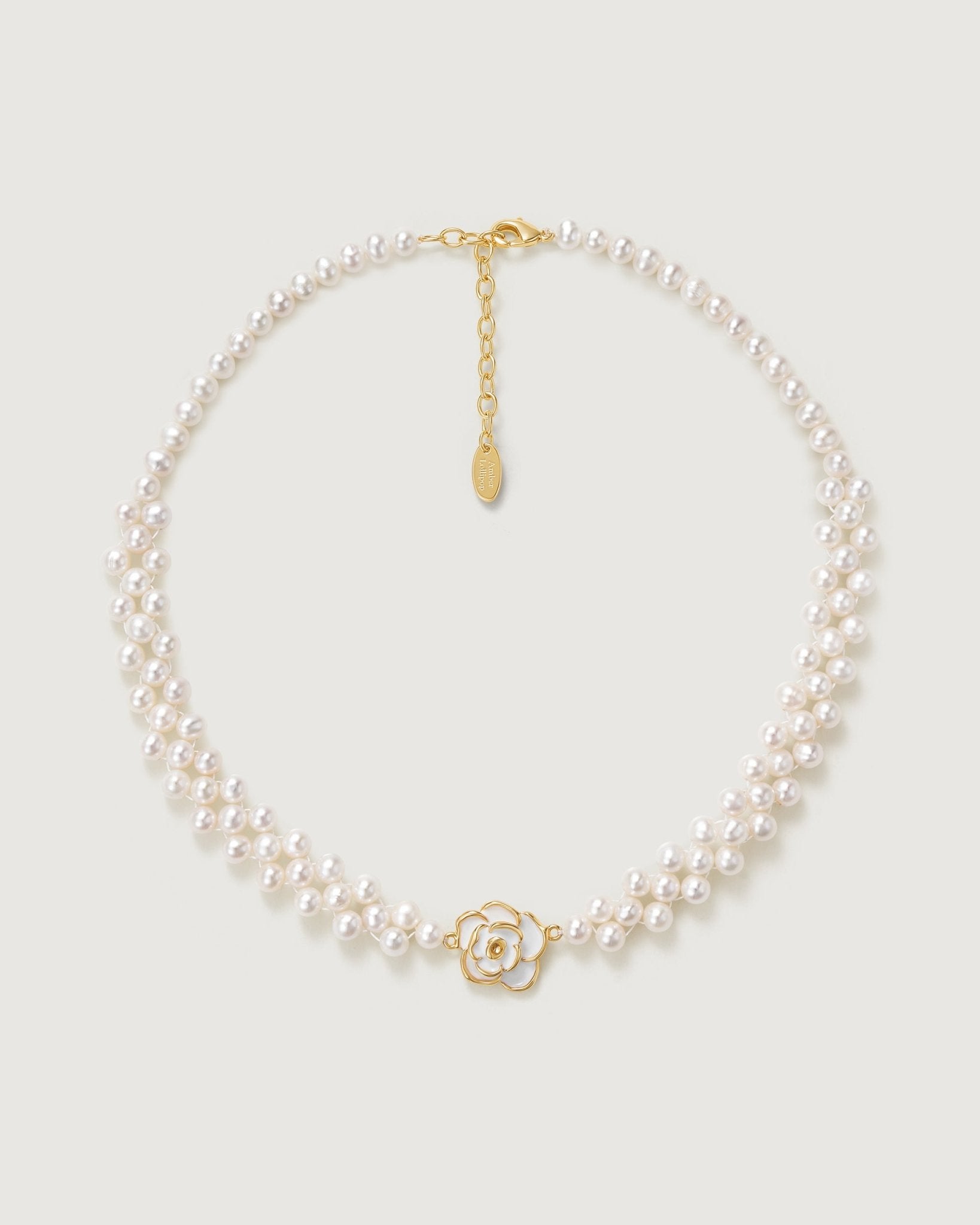 Floriography Camellia Pearl Weaving Necklace