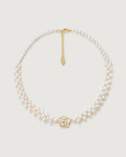 Floriography Camellia Pearl Weaving Necklace