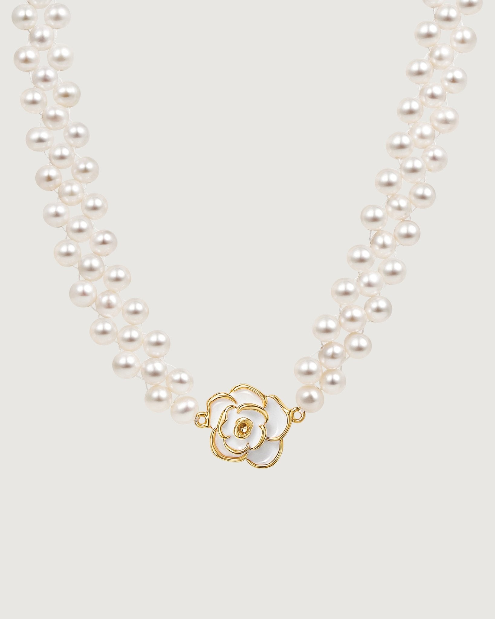 Floriography Camellia Pearl Weaving Necklace