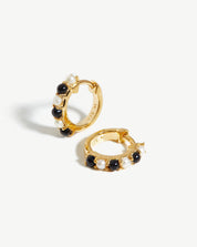 Gemstone Huggies | 18k Gold Vermeil/Pearl & Black Onyx