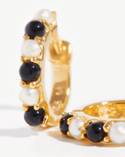 Gemstone Huggies | 18k Gold Vermeil/Pearl & Black Onyx