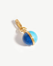 Gemstone Sphere Clip-On Pendant | 18k Gold Plated/Lapis & Turquoise