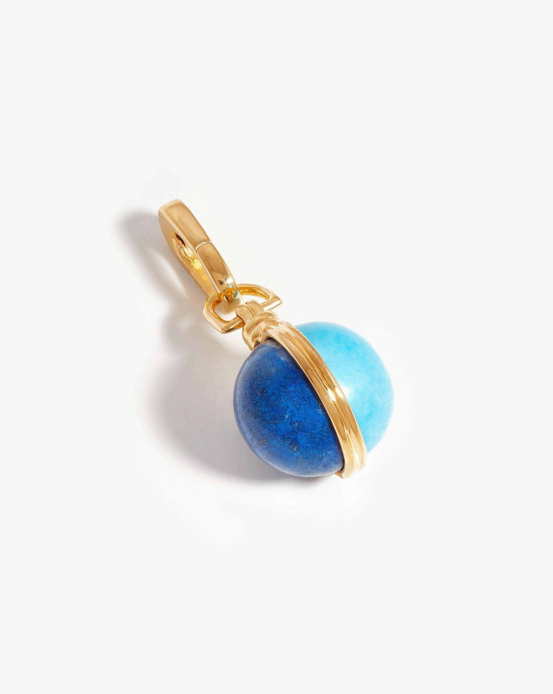 Gemstone Sphere Clip-On Pendant | 18k Gold Plated/Lapis & Turquoise