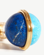 Gemstone Sphere Clip-On Pendant | 18k Gold Plated/Lapis & Turquoise