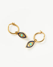 Good Vibes Enamel Evil Eye Mini Charm Hoop Earrings | 18k Gold Vermeil/Aqua & Navy