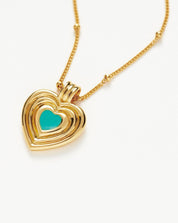 Good Vibes Enamel Heart Pendant Necklace | 18k Gold Vermeil/Aqua