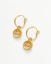 Good Vibes Happy Face Mini Charm Hoop Earrings