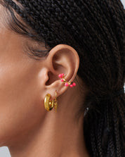 Good Vibes Neon Enamel Sphere Ear Cuff | 18k Gold Plated/Hot Pink