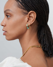 Good Vibes Neon Enamel Sphere Small Hoop Earrings | 18k Gold Plated/Aqua