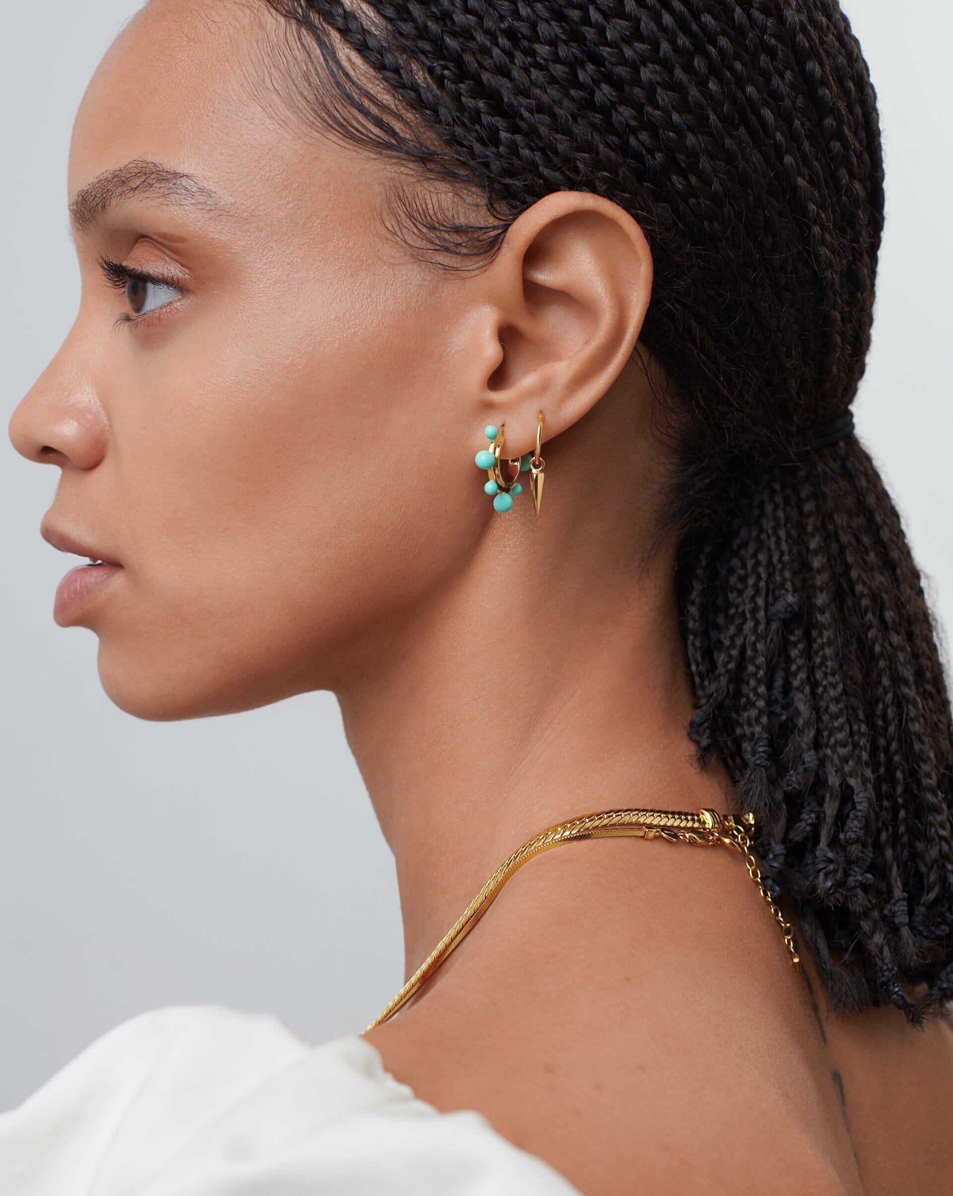 Good Vibes Neon Enamel Sphere Small Hoop Earrings | 18k Gold Plated/Aqua