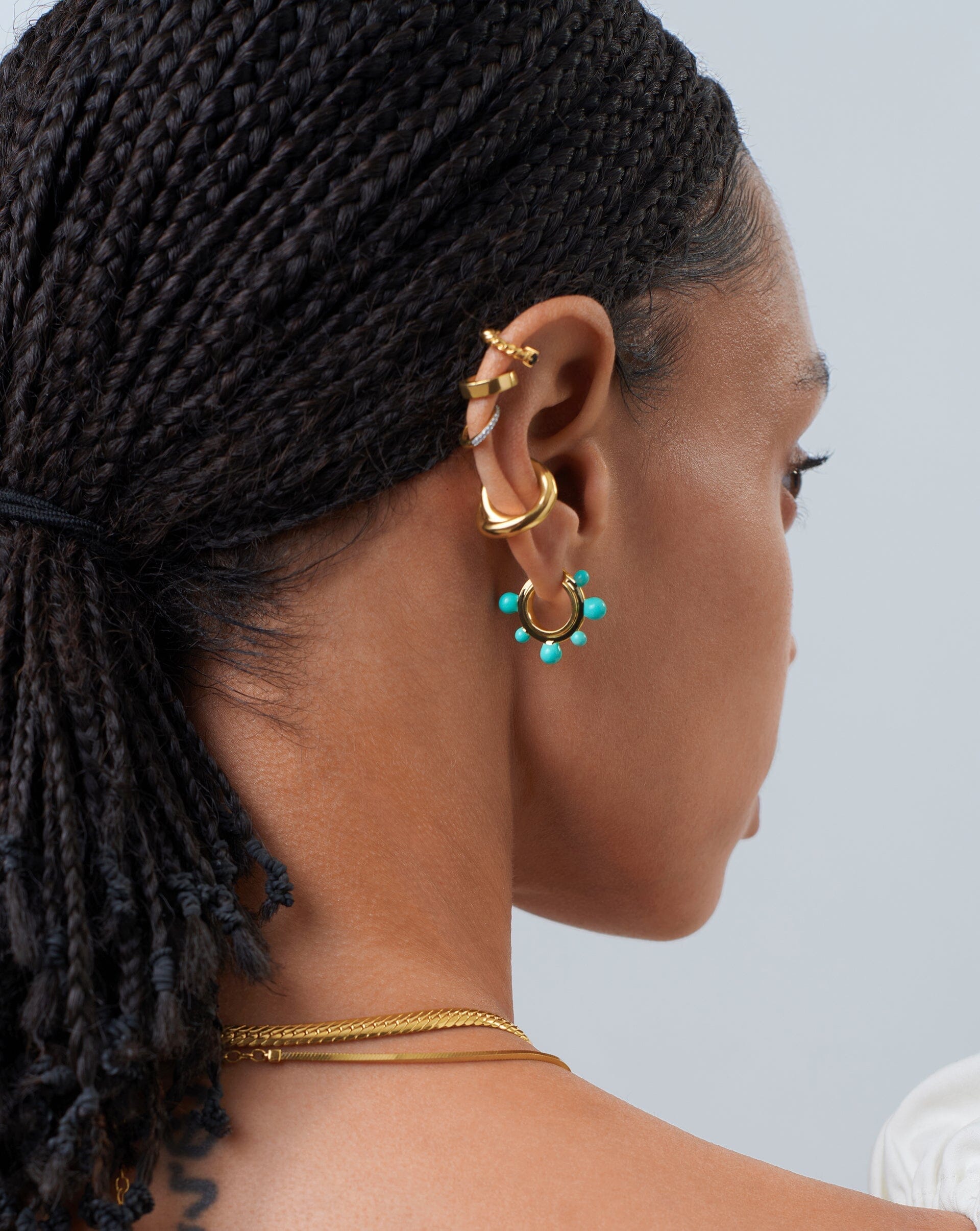 Good Vibes Neon Enamel Sphere Small Hoop Earrings | 18k Gold Plated/Aqua