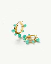 Good Vibes Neon Enamel Sphere Small Hoop Earrings | 18k Gold Plated/Aqua