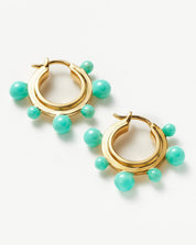 Good Vibes Neon Enamel Sphere Small Hoop Earrings | 18k Gold Plated/Aqua