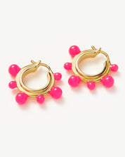 Good Vibes Neon Enamel Sphere Small Hoop Earrings | 18k Gold Plated/Hot Pink