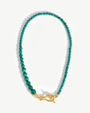 Graduated Sphere T-Bar Necklace | 18k Gold Plated/Malachite